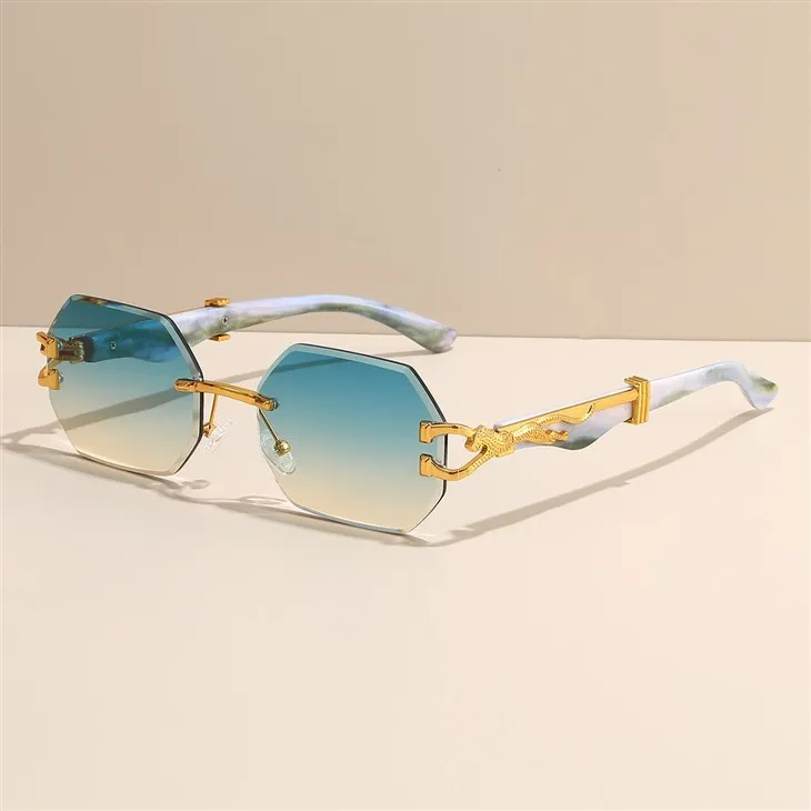 Rimless Sunglasses For Men Leopard